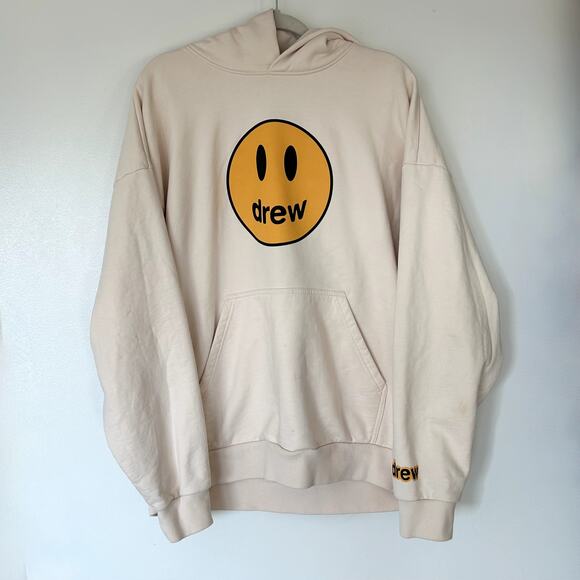 Authentic EUC Drew House Mascot Hoodie Chalk White Smiley‎ Face Logo M Pullover - Picture 3 of 15
